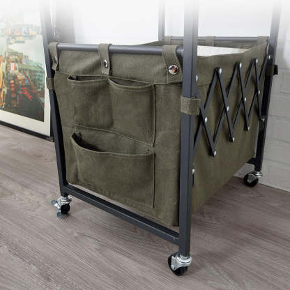 Nordic Engineered Wood 2-Tier Rolling Cart End Table with Bags