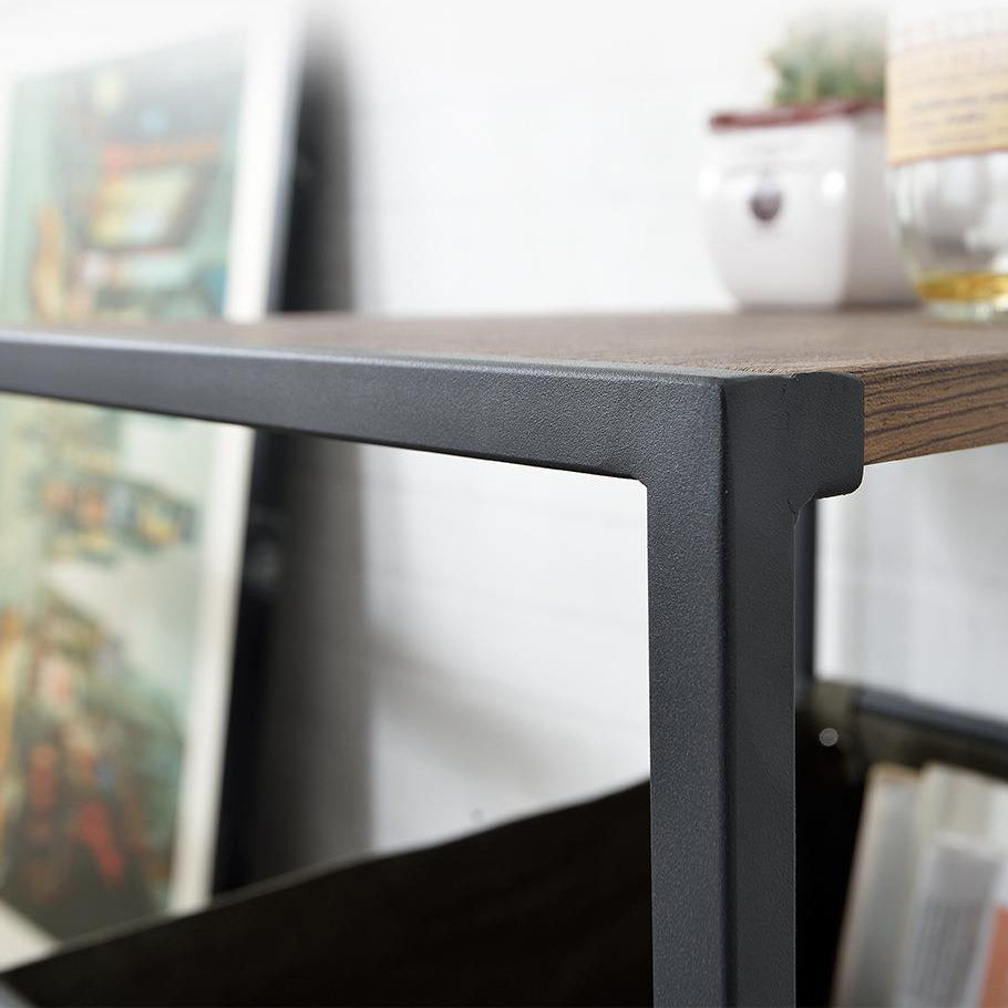 Nordic Engineered Wood 2-Tier Rolling Cart End Table with Bags