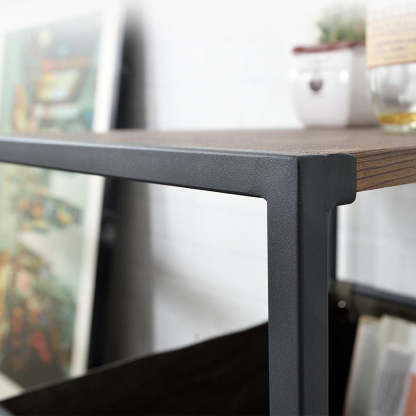 Nordic Engineered Wood 2-Tier Rolling Cart End Table with Bags