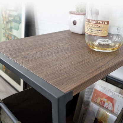 Nordic Engineered Wood 2-Tier Rolling Cart End Table with Bags