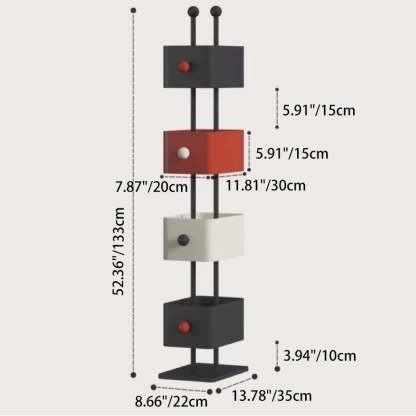 Scandinavian Iron 4-Tier Rectangular Bookshelf Storage Rack
