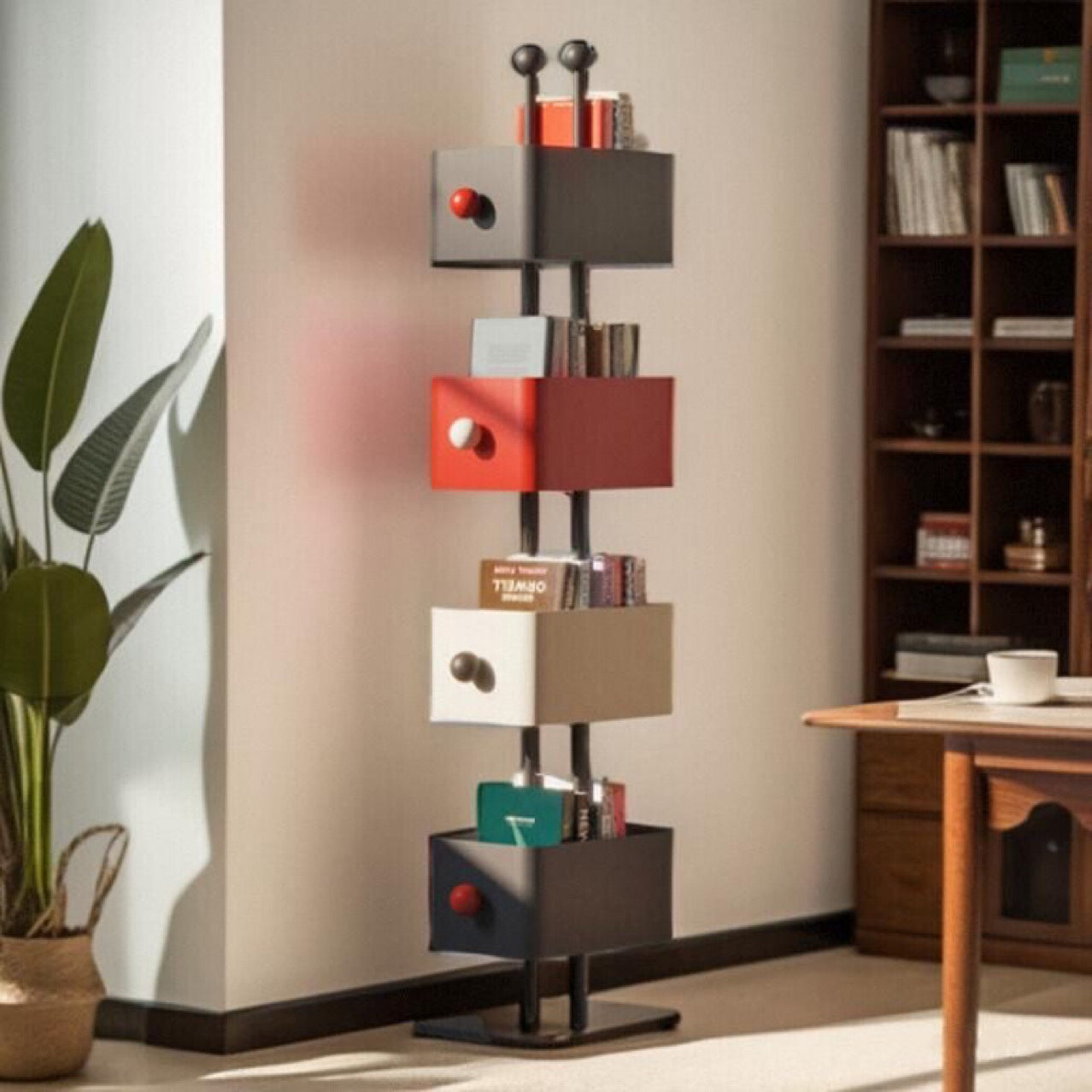 Scandinavian Iron 4-Tier Rectangular Bookshelf Storage Rack