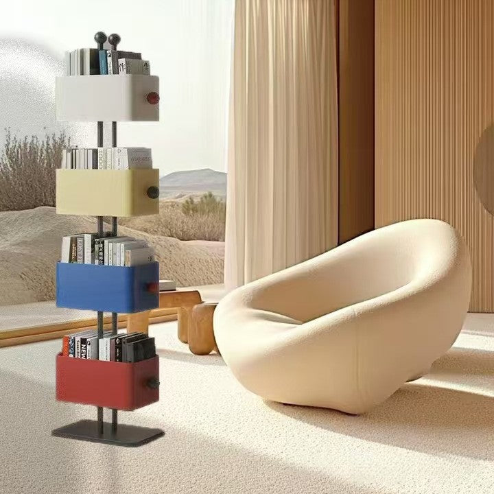 Scandinavian Iron 4-Tier Rectangular Bookshelf Storage Rack — B