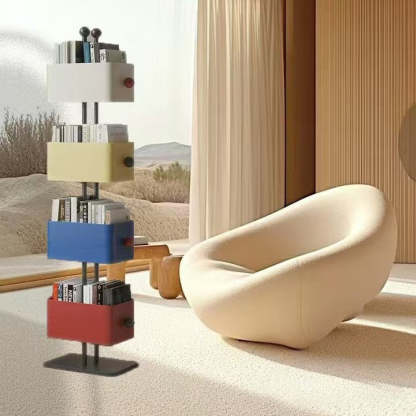 Scandinavian Iron 4-Tier Rectangular Bookshelf Storage Rack — B