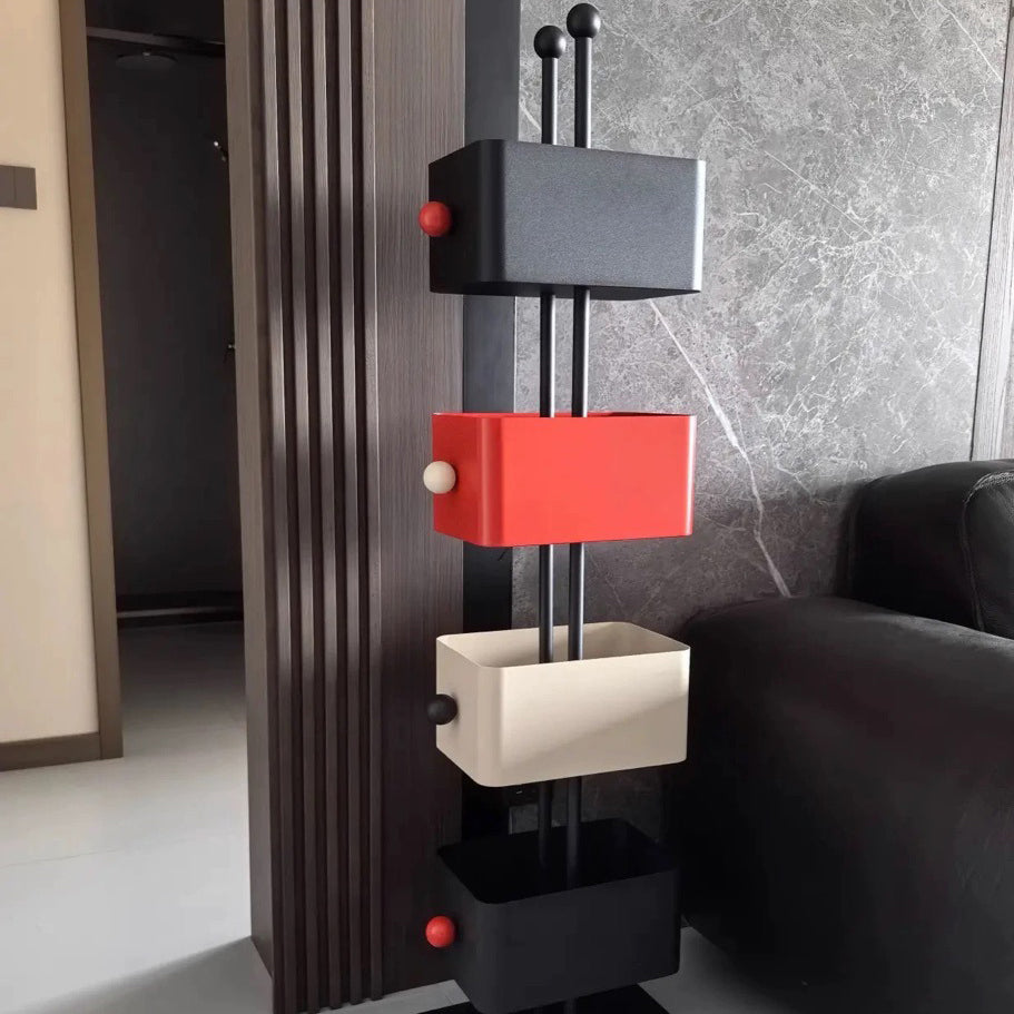 Scandinavian Iron 4-Tier Rectangular Bookshelf Storage Rack