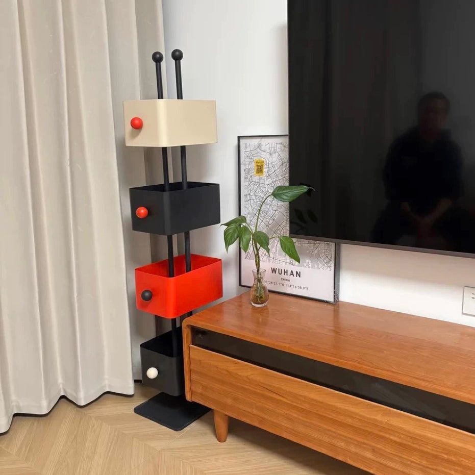 Scandinavian Iron 4-Tier Rectangular Bookshelf Storage Rack