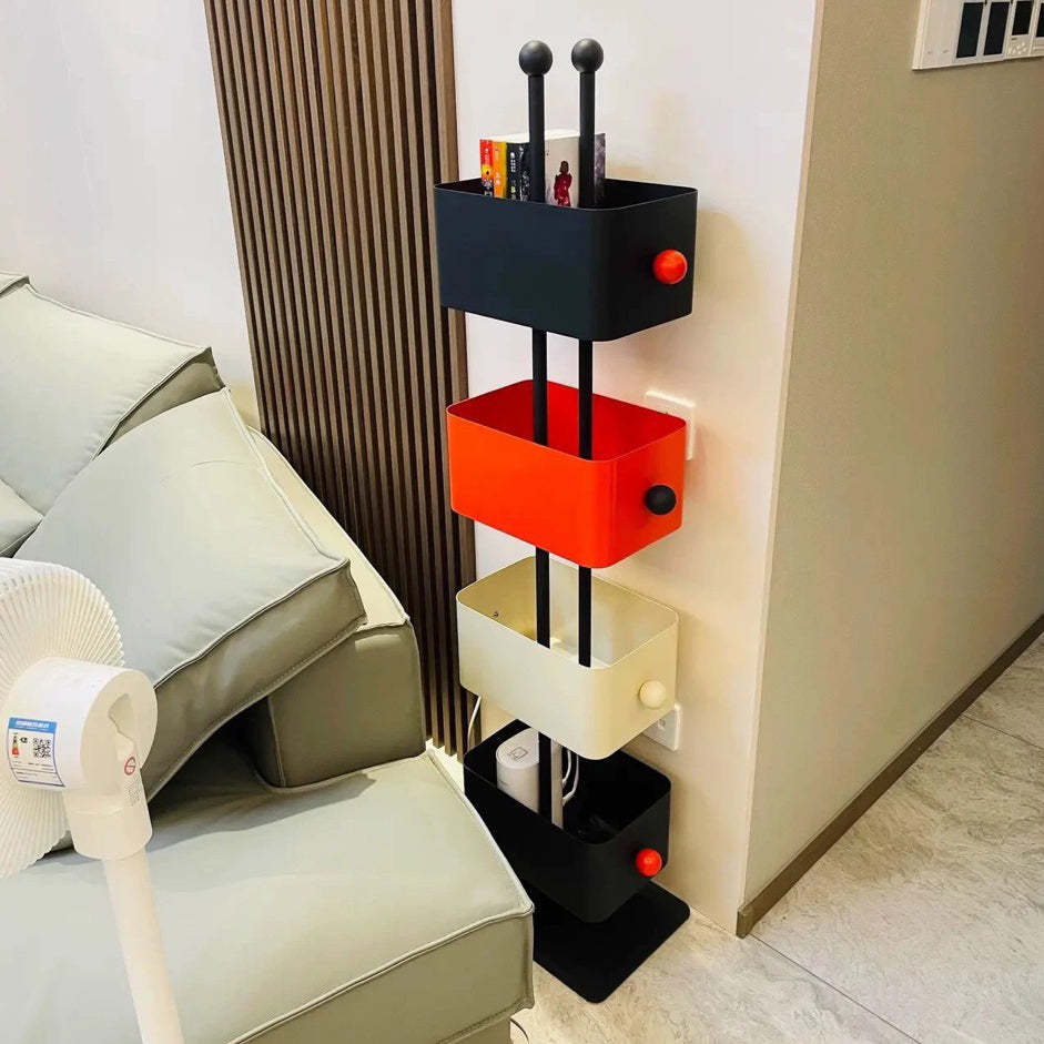 Scandinavian Iron 4-Tier Rectangular Bookshelf Storage Rack