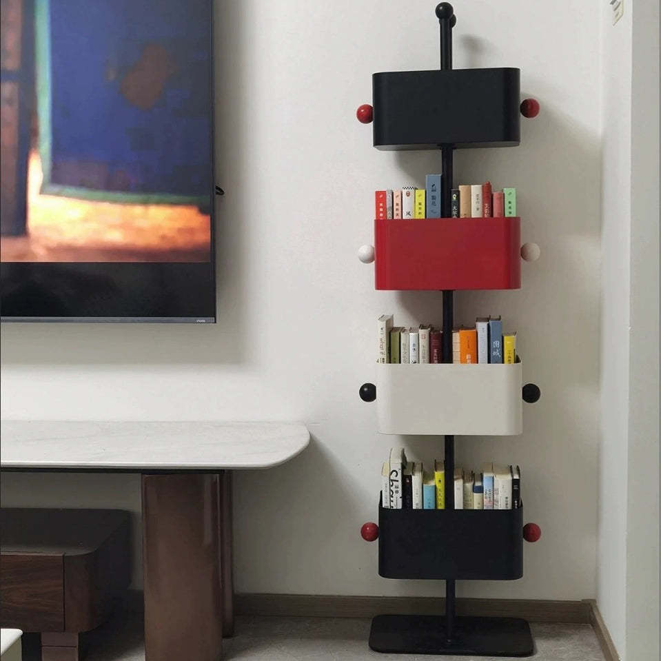 Scandinavian Iron 4-Tier Rectangular Bookshelf Storage Rack