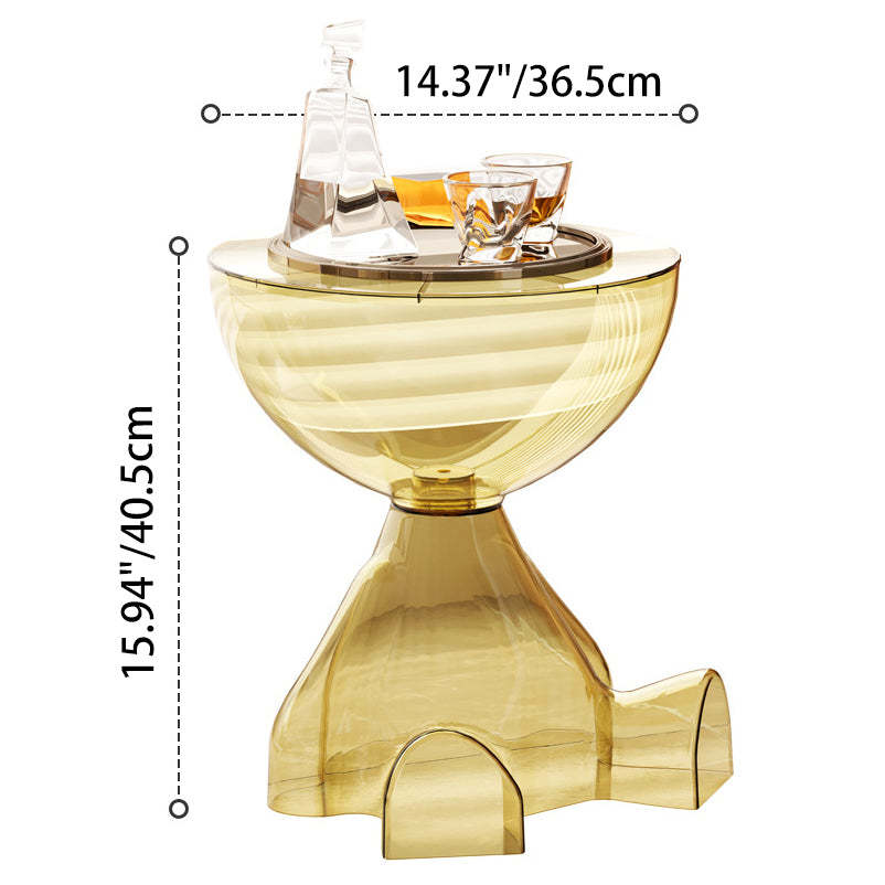 Contemporary Bear Plastic Round Coffee Table — Clear