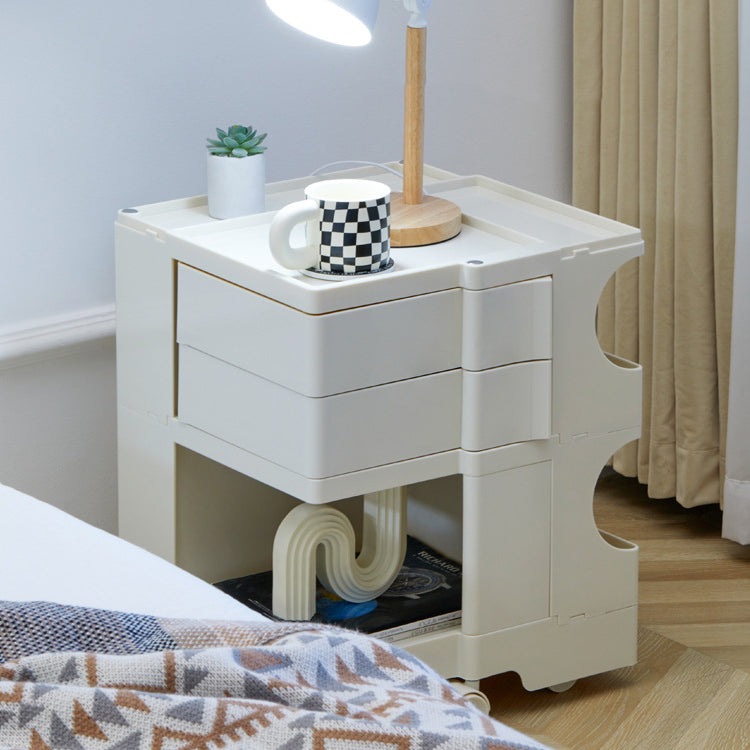 Nordic 2-Tier Rotational Side Table with Casters — Green