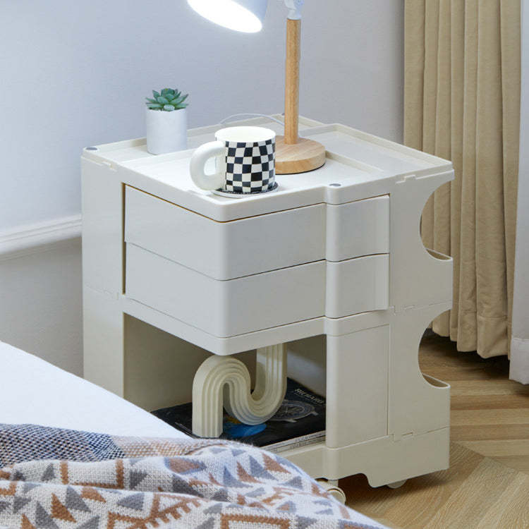 Nordic 2-Tier Rotational Side Table with Casters — Green