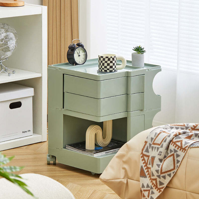 Nordic 2-Tier Rotational Side Table with Casters — Orange
