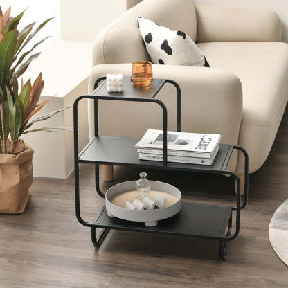 Nordic Iron 3-Tier Rectangular Side Table — White