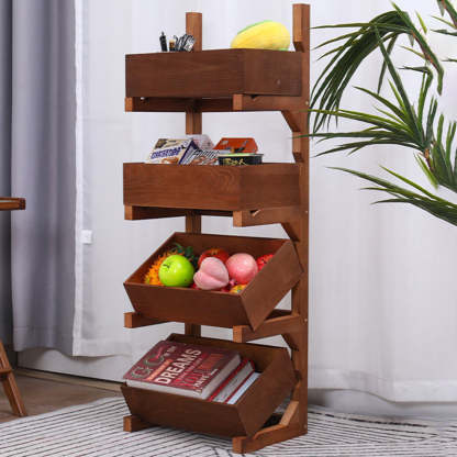 Farmhouse Wooden 3/4-Tier Snack Storage Display Shelves