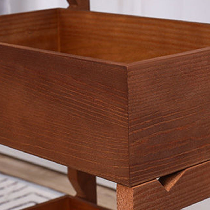 Farmhouse Wooden 3/4-Tier Snack Storage Display Shelves — 4 / Without Wheels / Cherry Wood Color