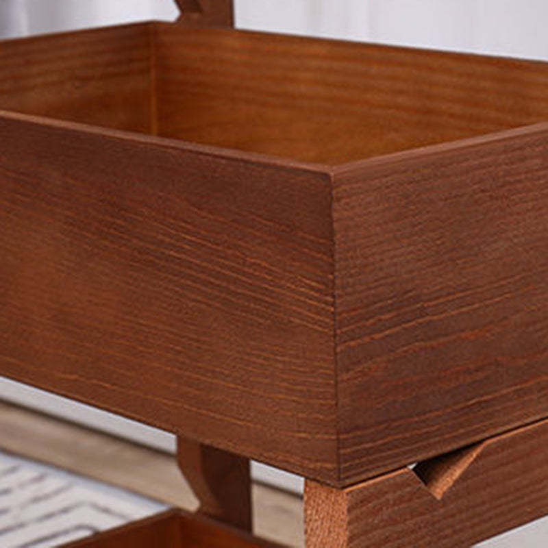 Farmhouse Wooden 3/4-Tier Snack Storage Display Shelves — 4 / Without Wheels / Cherry Wood Color