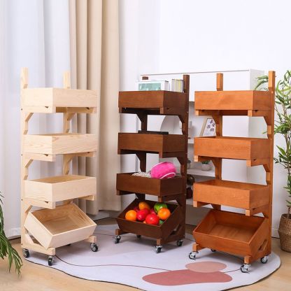 Farmhouse Wooden 3/4-Tier Snack Storage Display Shelves