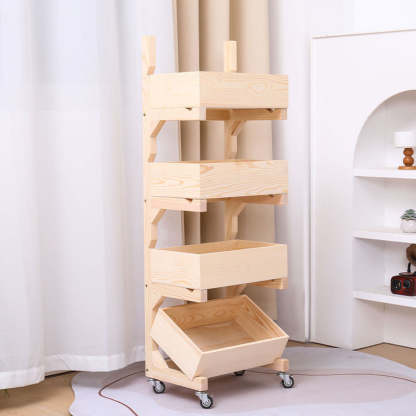 Farmhouse Wooden 3/4-Tier Snack Storage Display Shelves