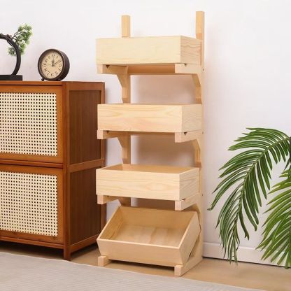 Farmhouse Wooden 3/4-Tier Snack Storage Display Shelves