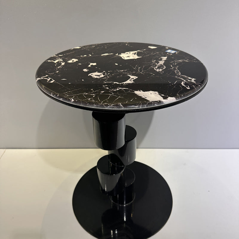 Mid-Century Round Microcrystalline Stone Iron Coffee Table
