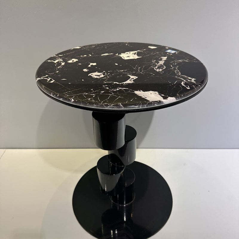 Mid-Century Round Microcrystalline Stone Iron Coffee Table