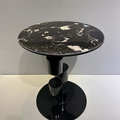 Mid-Century Round Microcrystalline Stone Iron Coffee Table