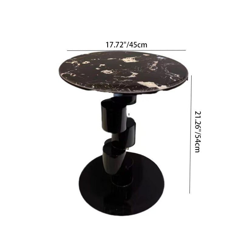 Mid-Century Round Microcrystalline Stone Iron Coffee Table