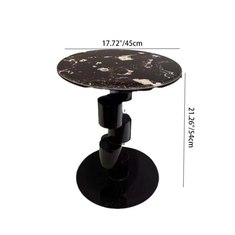 Mid-Century Round Microcrystalline Stone Iron Coffee Table