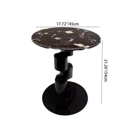 Mid-Century Round Microcrystalline Stone Iron Coffee Table