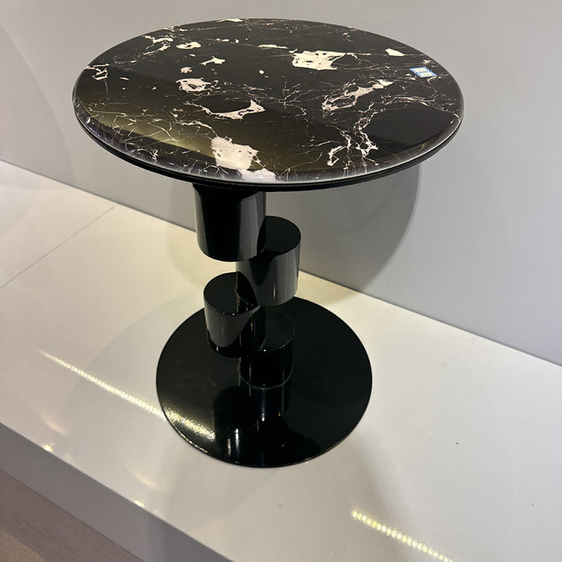 Mid-Century Round Microcrystalline Stone Iron Coffee Table