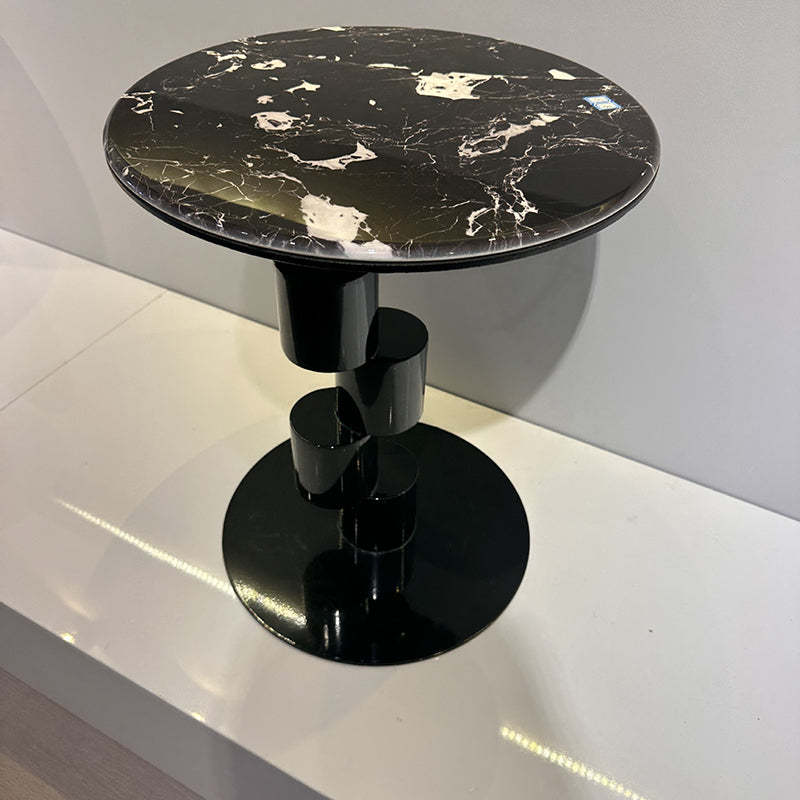 Mid-Century Round Microcrystalline Stone Iron Coffee Table
