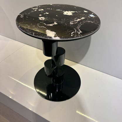 Mid-Century Round Microcrystalline Stone Iron Coffee Table