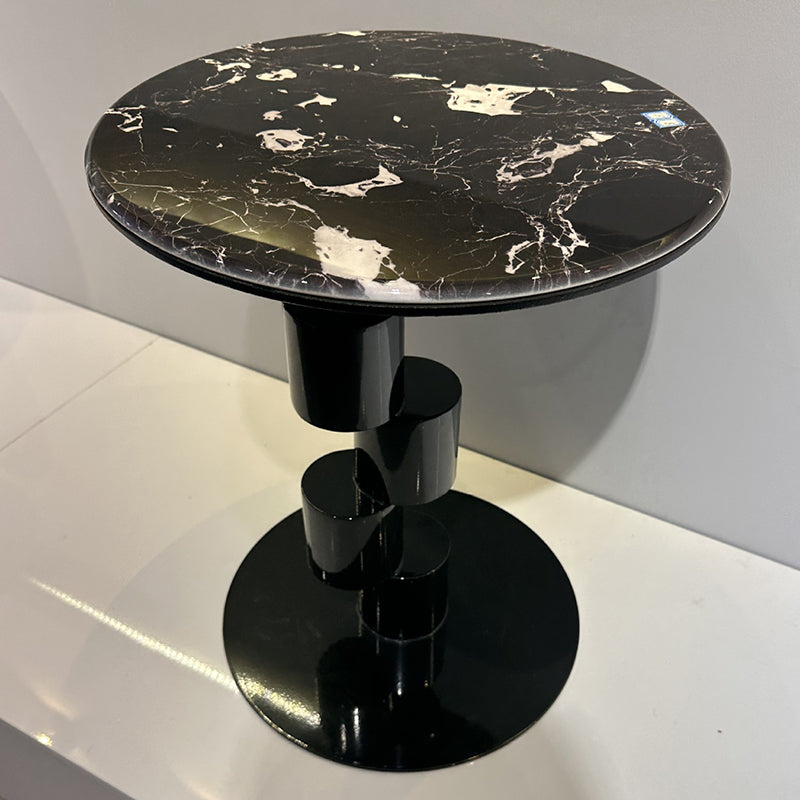 Mid-Century Round Microcrystalline Stone Iron Coffee Table