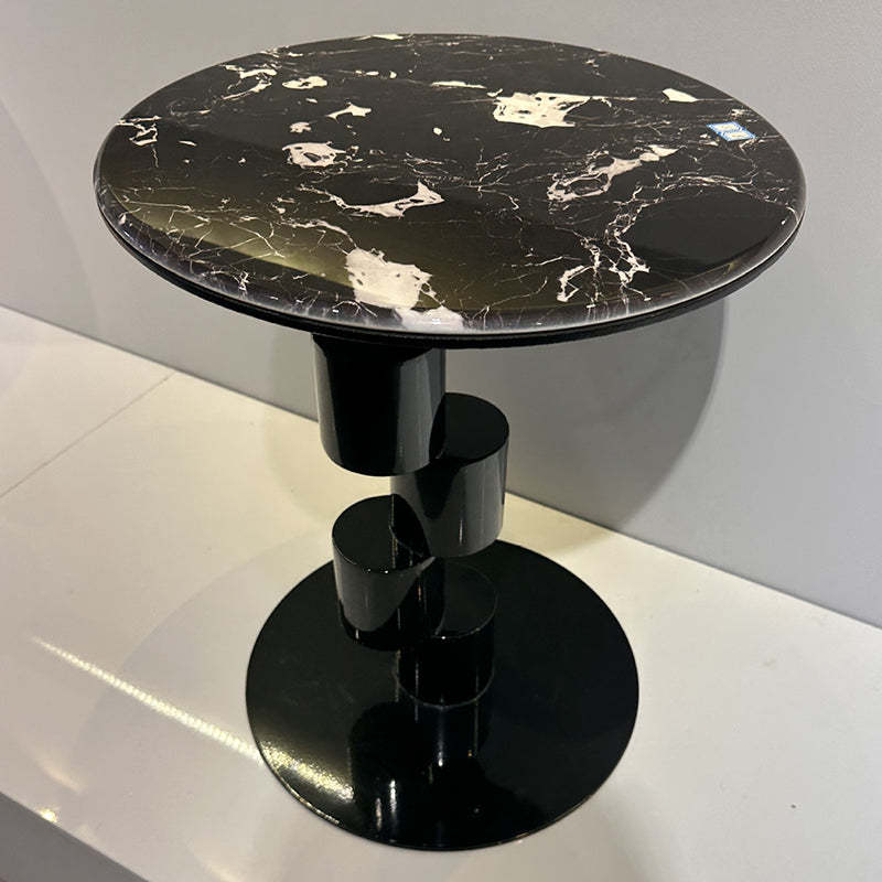 Mid-Century Round Microcrystalline Stone Iron Coffee Table
