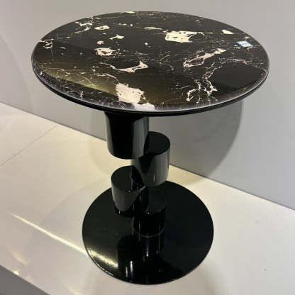 Mid-Century Round Microcrystalline Stone Iron Coffee Table