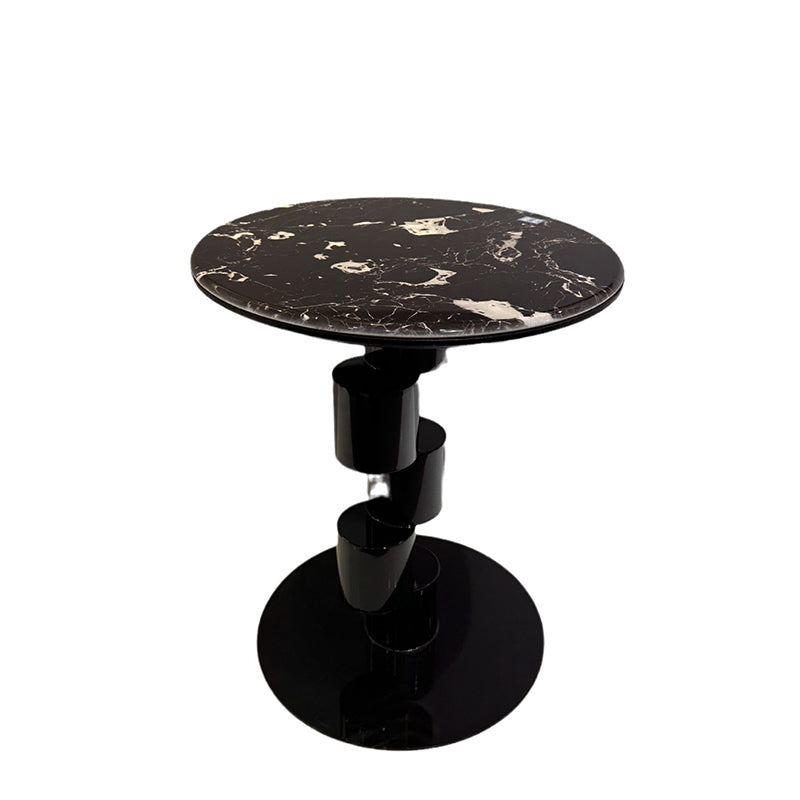 Mid-Century Round Microcrystalline Stone Iron Coffee Table