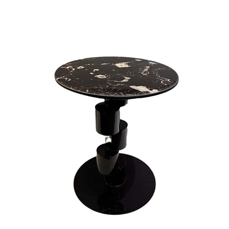 Mid-Century Round Microcrystalline Stone Iron Coffee Table