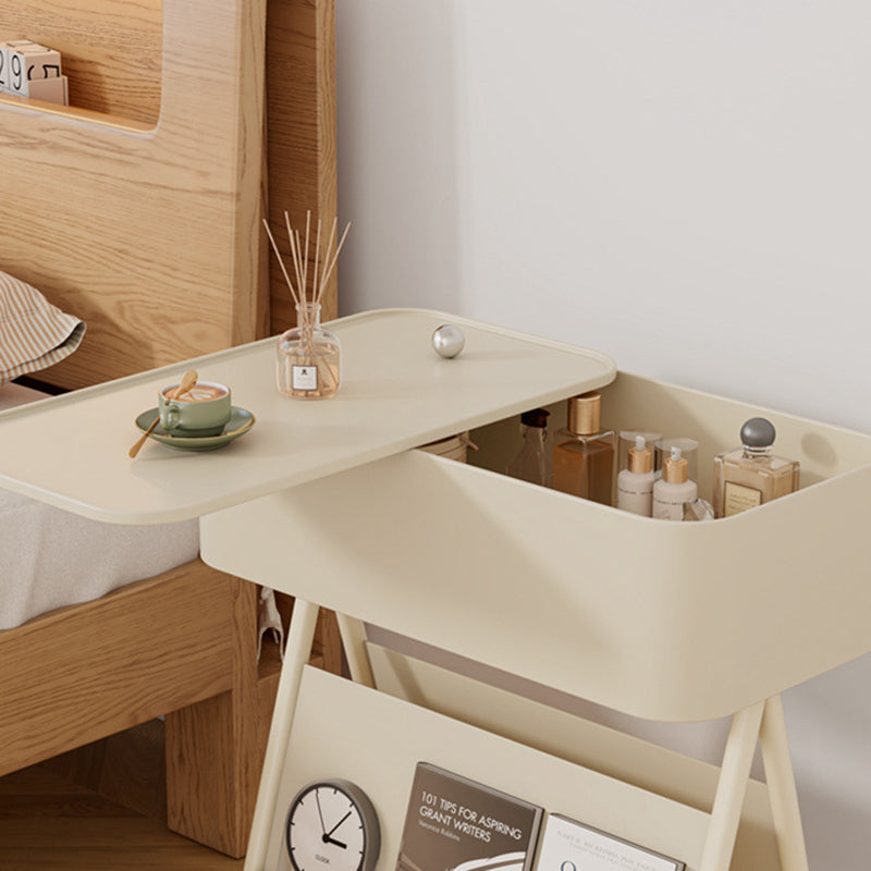 Scandinavian Rotatable Tray Top Storage Side Table — With Wheels / Black Table Top + Chrome Carbon Steel Frame