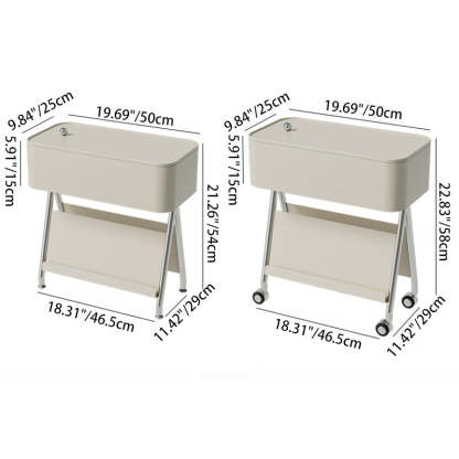 Scandinavian Rotatable Tray Top Storage Side Table — Without Wheels / White Table Top + Chrome Carbon Steel Frame