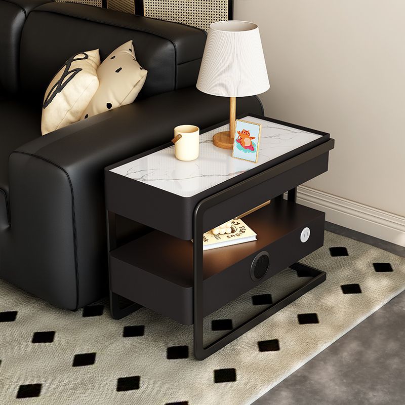 Contemporary Sintered Stone 2-Tier Side Table