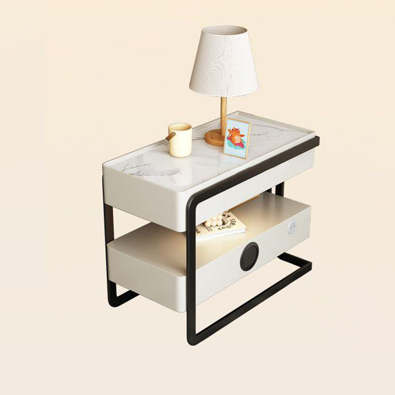 Contemporary Sintered Stone 2-Tier Side Table