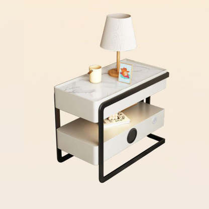 Contemporary Sintered Stone 2-Tier Side Table