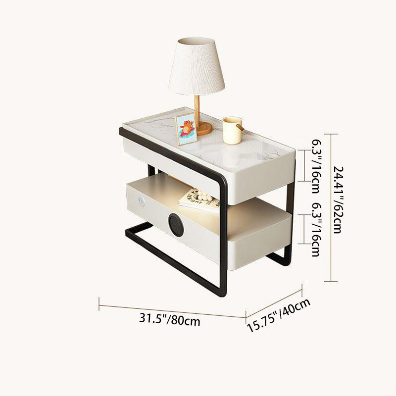 Contemporary Sintered Stone 2-Tier Side Table