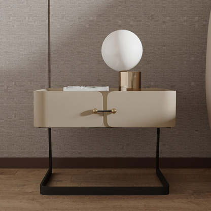 Mid-Century Eco-Board Carbon Steel 1-Drawer Nightstand — White + Black