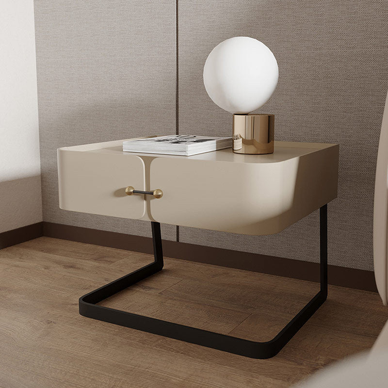 Mid-century carbon eco-board black steel metal glass nightstands, Lighom