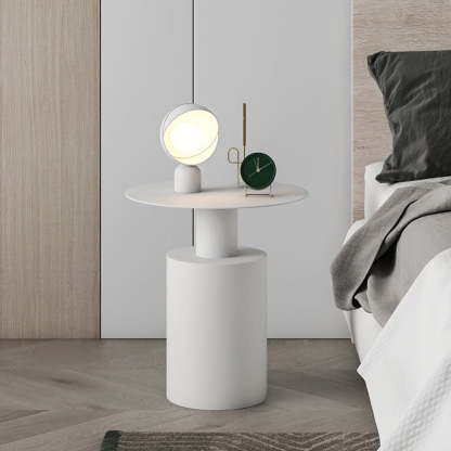 Minimalist Iron Geometric Cylinder Coffee Table — Black