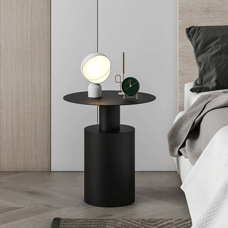 Minimalist Iron Geometric Cylinder Coffee Table — White