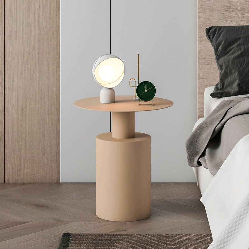 Minimalist Iron Geometric Cylinder Coffee Table — Khaki