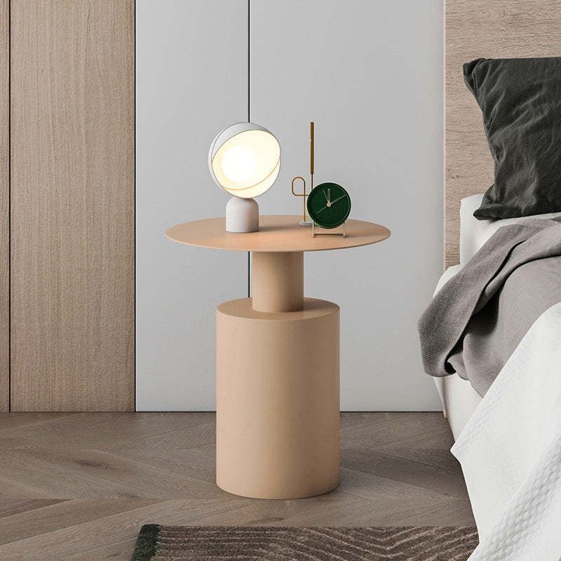 Minimalist Iron Geometric Cylinder Coffee Table — Khaki
