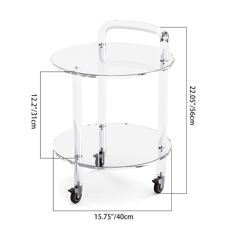 Contemporary Acrylic 2-Tier Rolling End Table